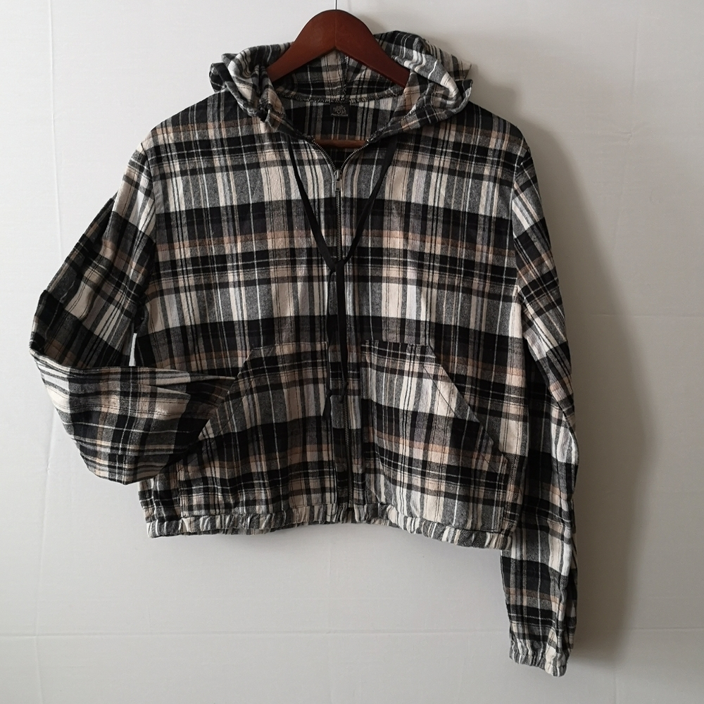 Only Heart Full-zip Hoodie Flannel Plaid Med-Lrg